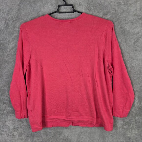 Womens August Silk Pink Cardigan Sweater Silk Blend Button Up Long Sleeve 3X - Picture 4 of 8